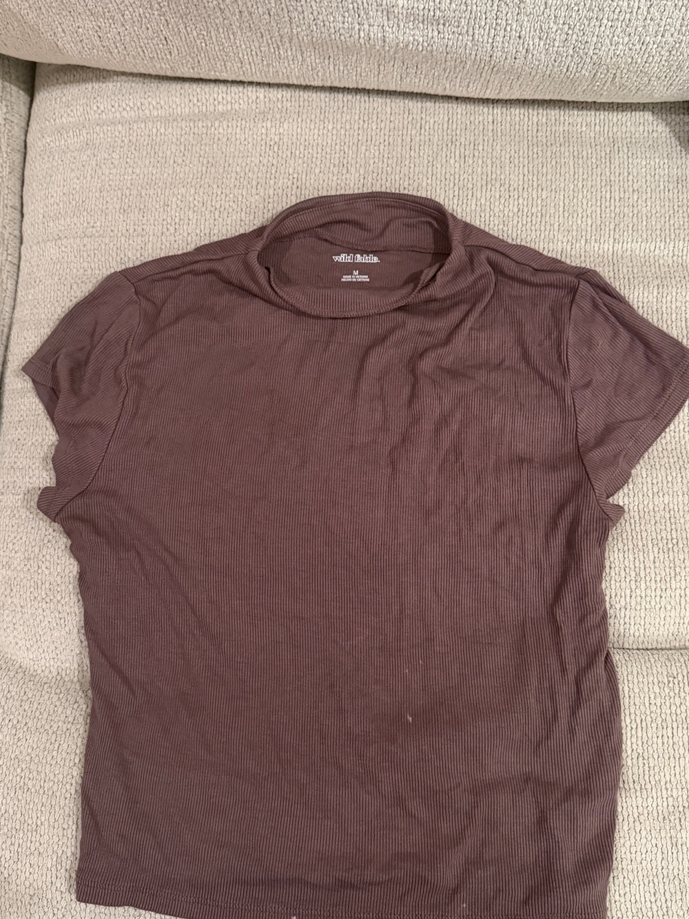 wild fable Short Sleeve Ribbed Mock Neck Tee in brown